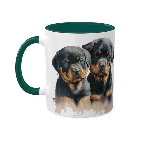 Rottweiler Pupies - Color Accent Mugs, 11oz 11oz Green